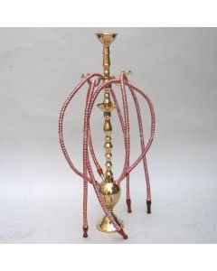 Indian Brass Hookah 6 Hose Gold
